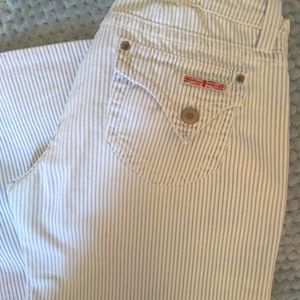 Hudson Blue and White Stripe Palazzo Super Flare Bell Bottom Jean size 27 / 28